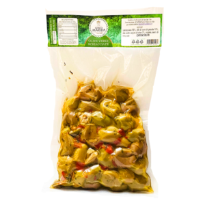 SQUASHED GREEN OLIVES BAG 500 G - Nonna Marida